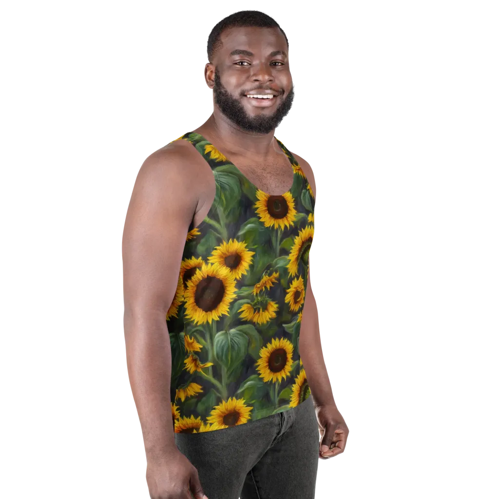 Sunflower Nocturne on Men's Tank Top — Right Front
