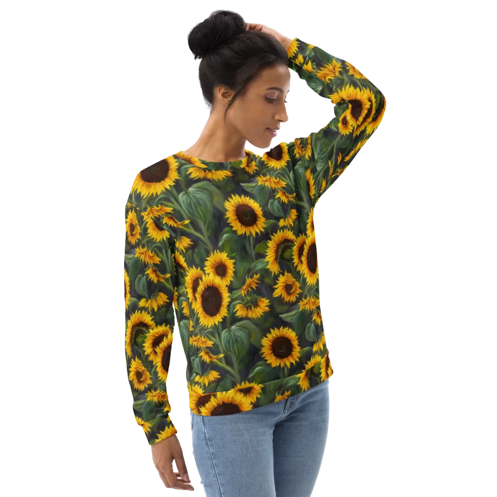 Sunflower Nocturne on Sweatshirt — Right sleeve