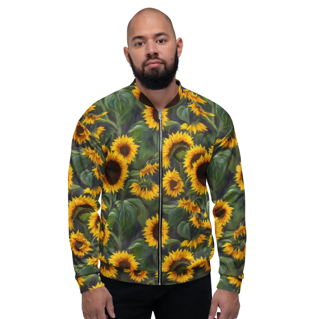 Sunflower Nocturne on Bomber Jacket — Front