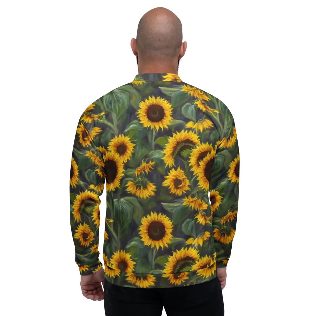 Sunflower Nocturne on Bomber Jacket — Back