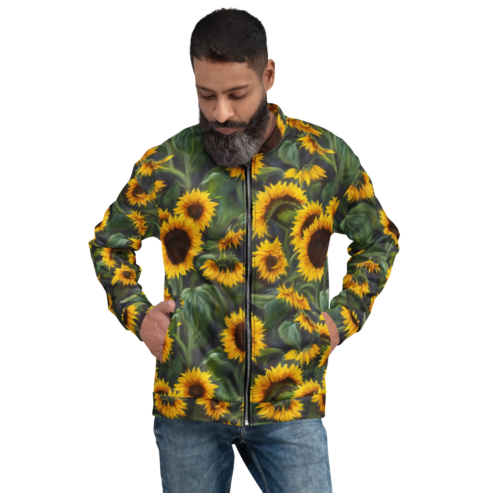Sunflower Nocturne on Bomber Jacket — Front print