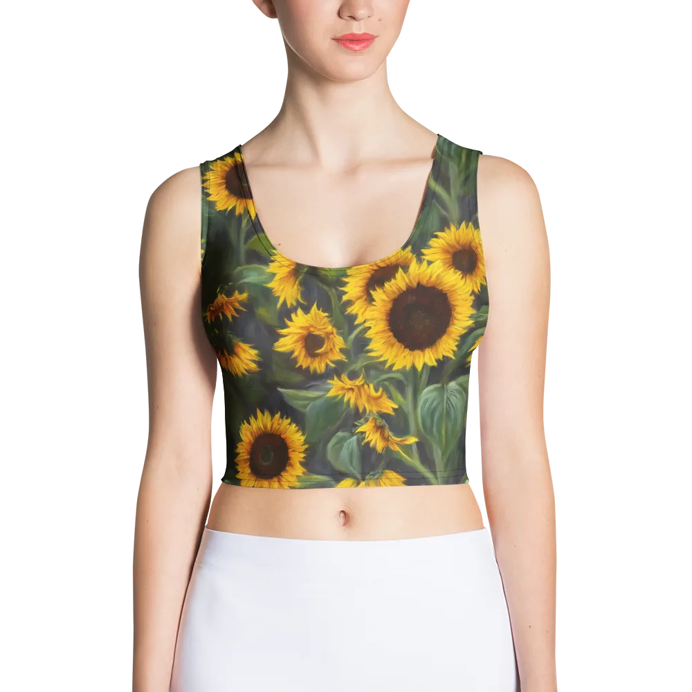 Sunflower Nocturne on Crop Top — Front