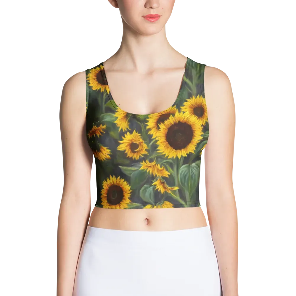 Sunflower Nocturne on Crop Top — Front