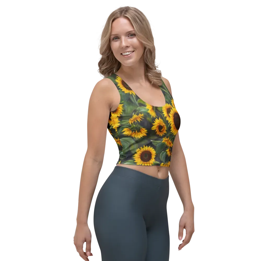 Sunflower Nocturne on Crop Top — Right Front
