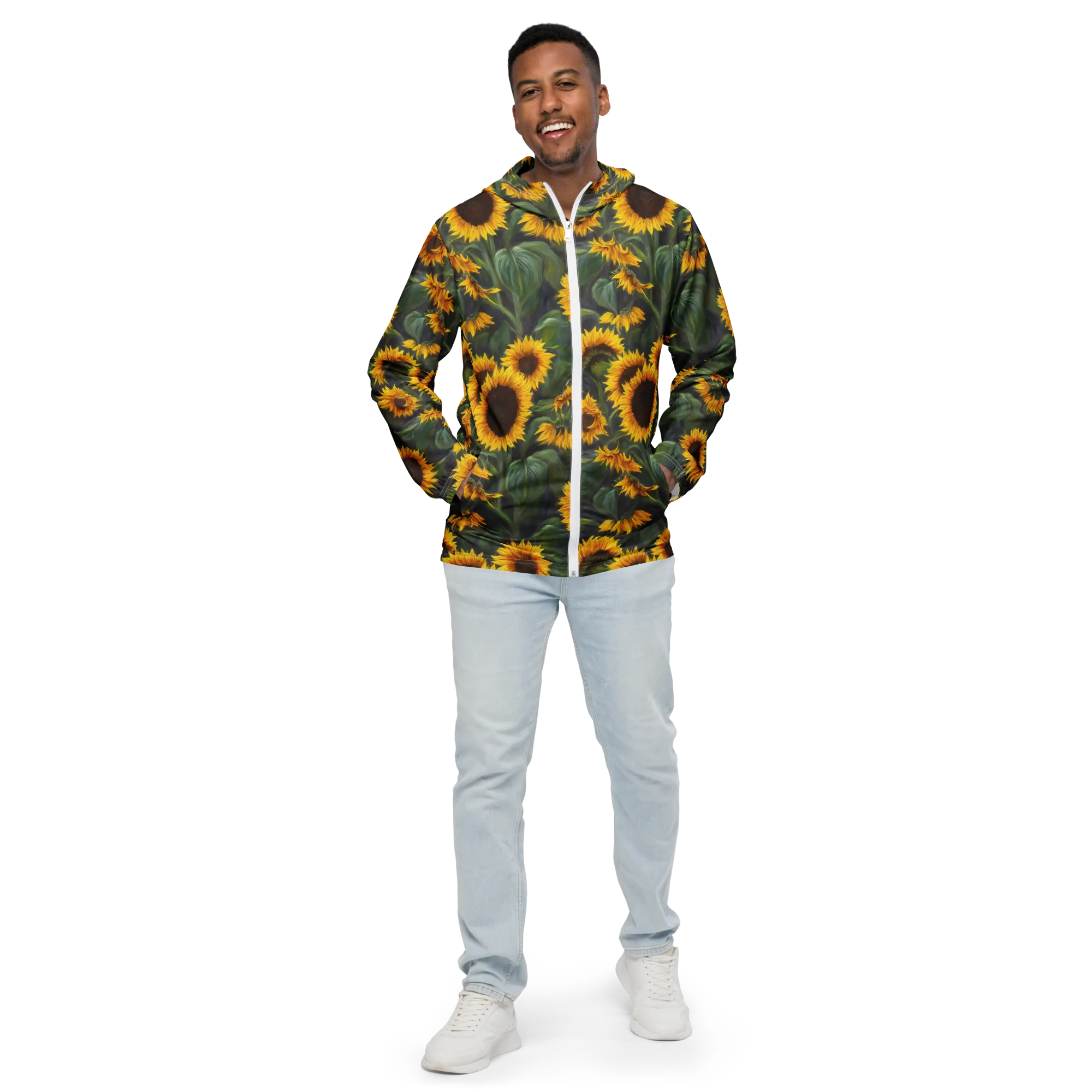 Sunflower Nocturne on Men's Windbreaker — Front