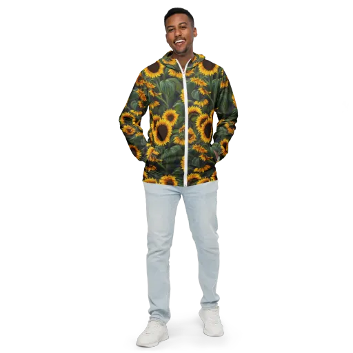 Sunflower Nocturne on a Men's Windbreaker