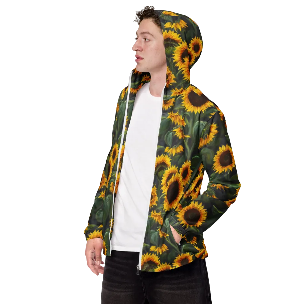 Sunflower Nocturne on Men's Windbreaker — Left Front