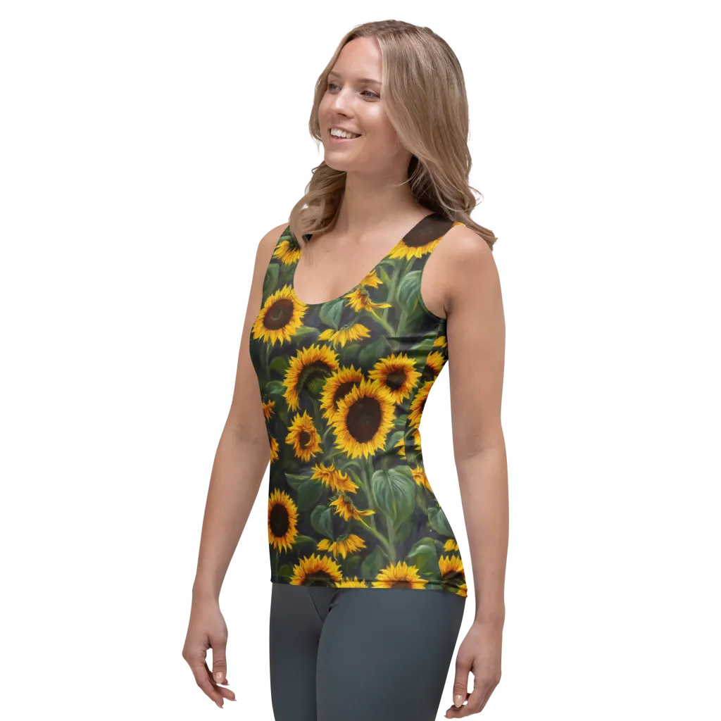 Sunflower Nocturne on Women's Tank Top — Left Front