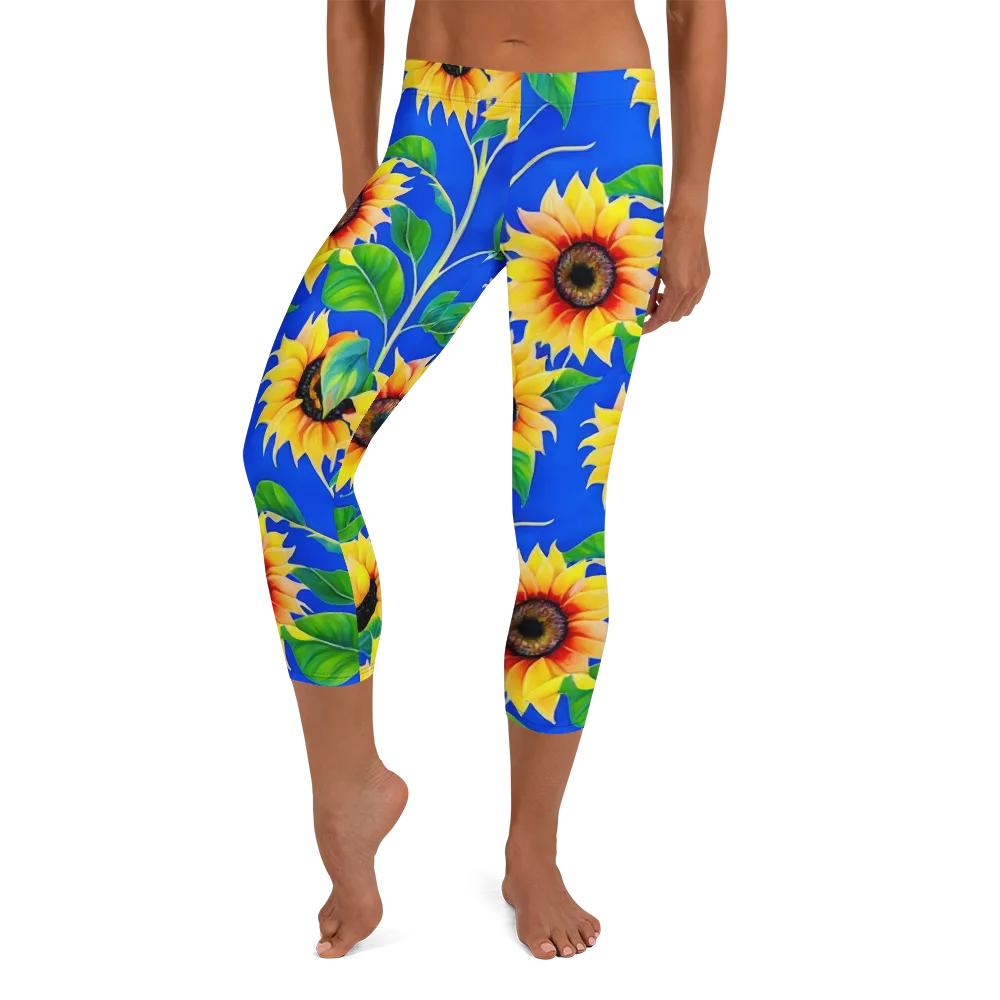 Sunlit Canopy on Capri Leggings — Front