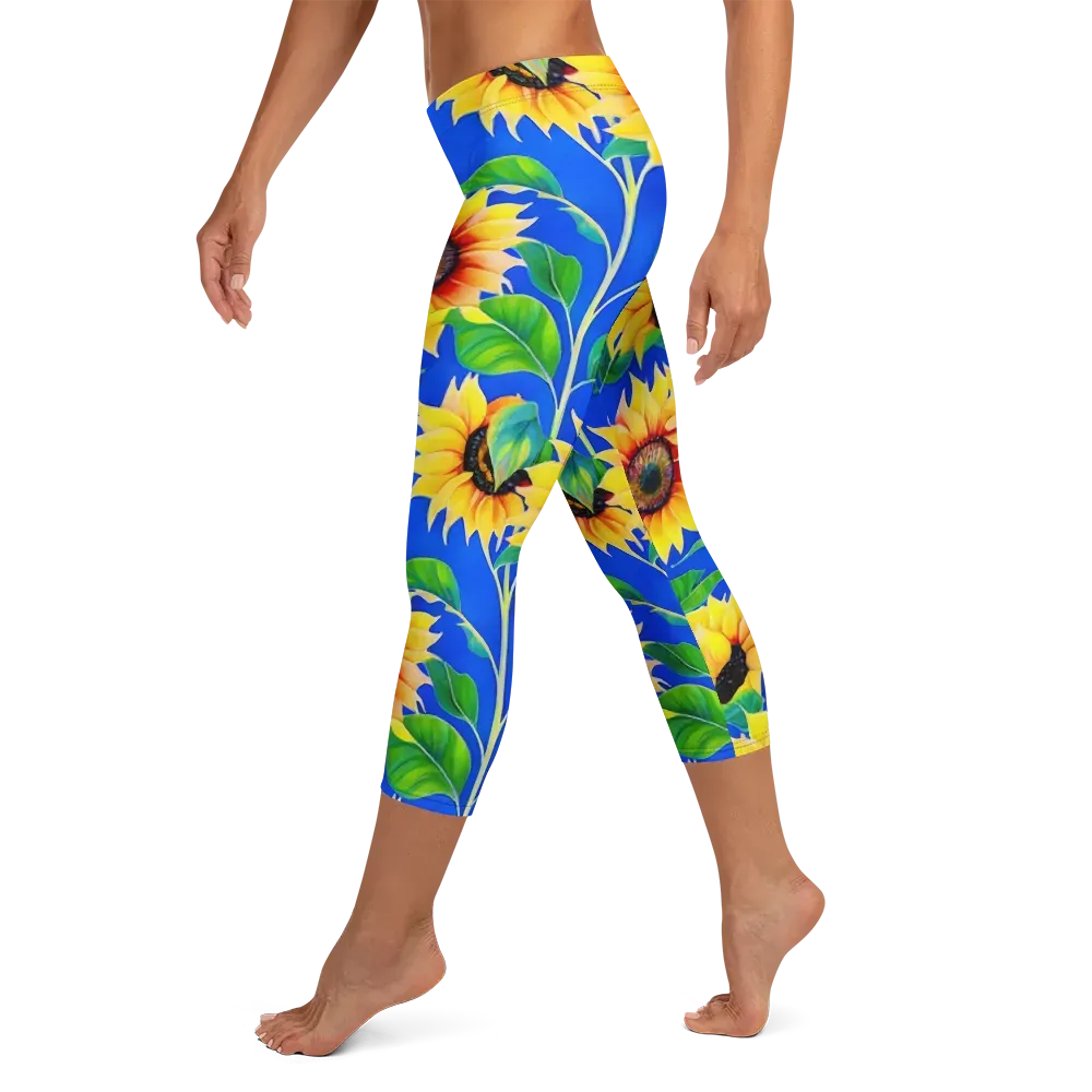 Sunlit Canopy on Capri Leggings — Left