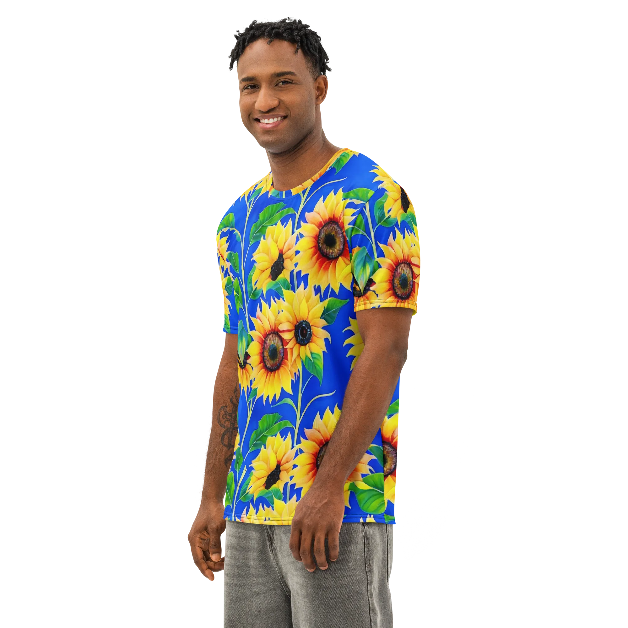 Sunlit Canopy on Men's Cotton Crew Neck T-Shirt — Left Front
