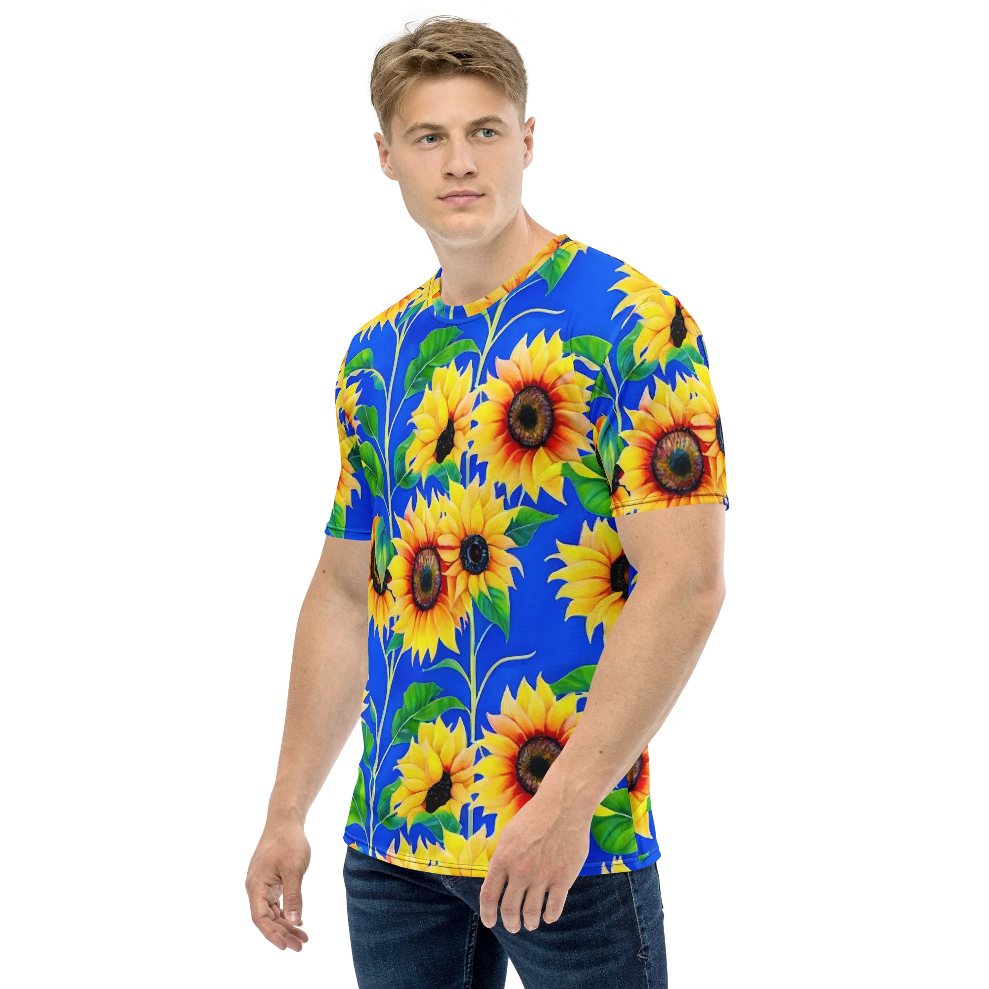 Sunlit Canopy on Men's Crew Neck T-Shirt — Left sleeve