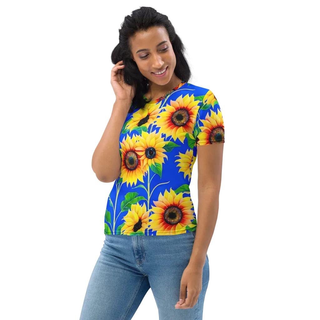 Sunlit Canopy on Women's Crew Neck T-Shirt — Left sleeve