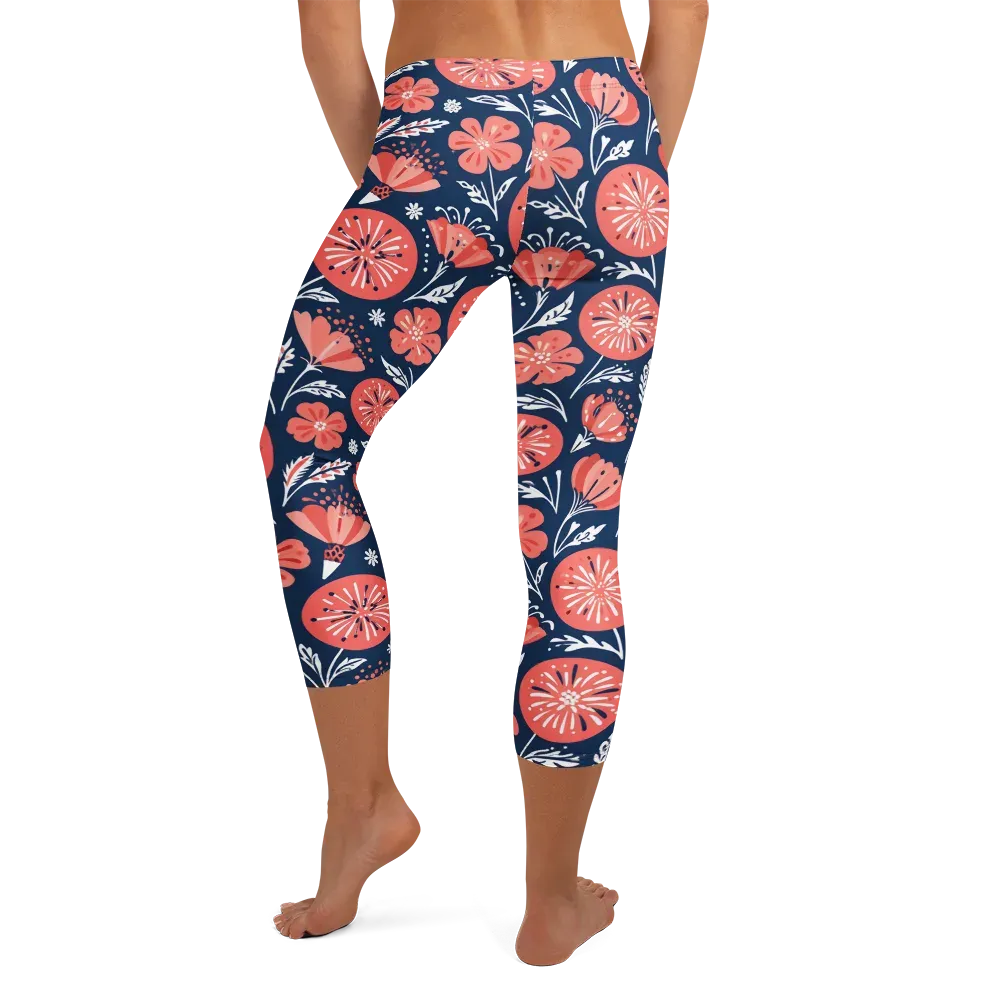 Midnight Bloom on Capri Leggings — Back