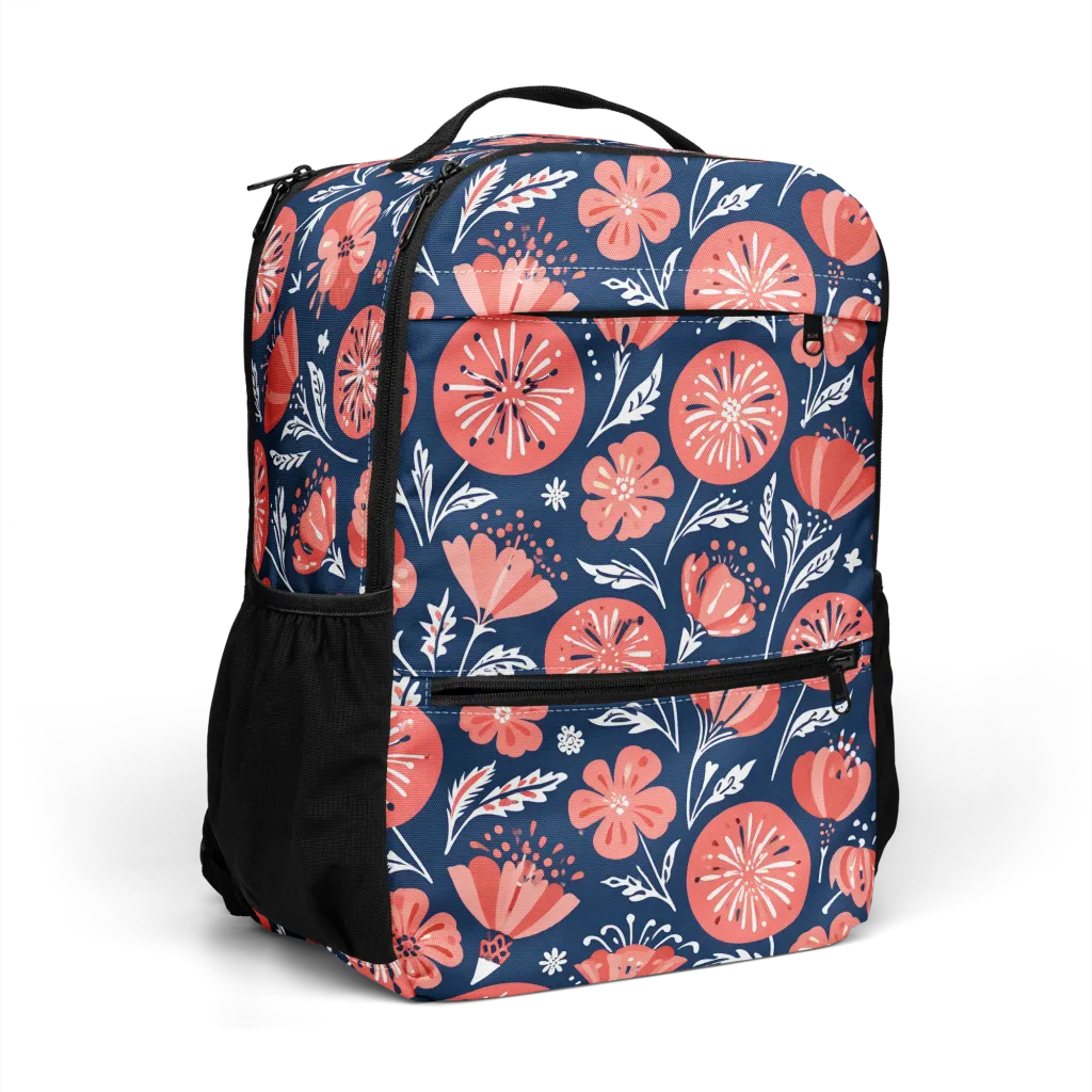 Midnight Bloom on Utility Backpack — Top print