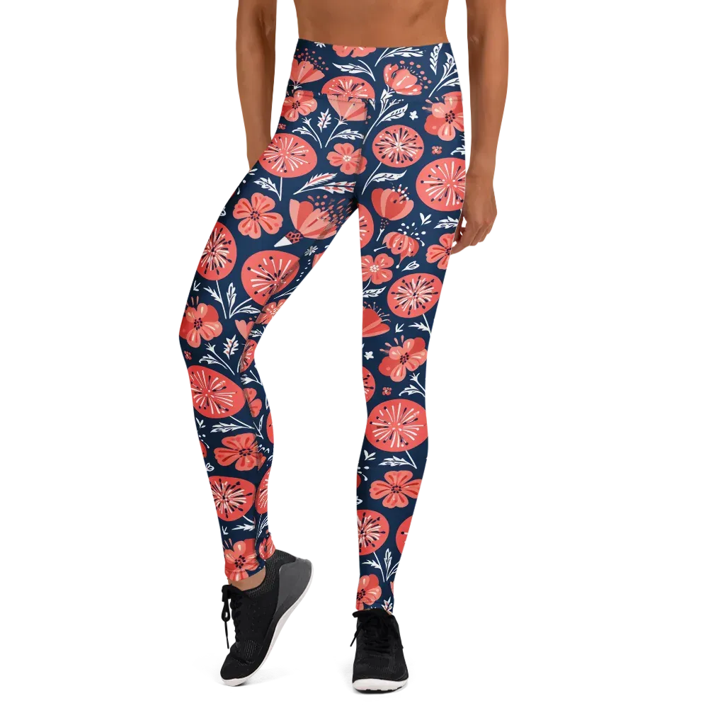 Midnight Bloom on Yoga Leggings — Front