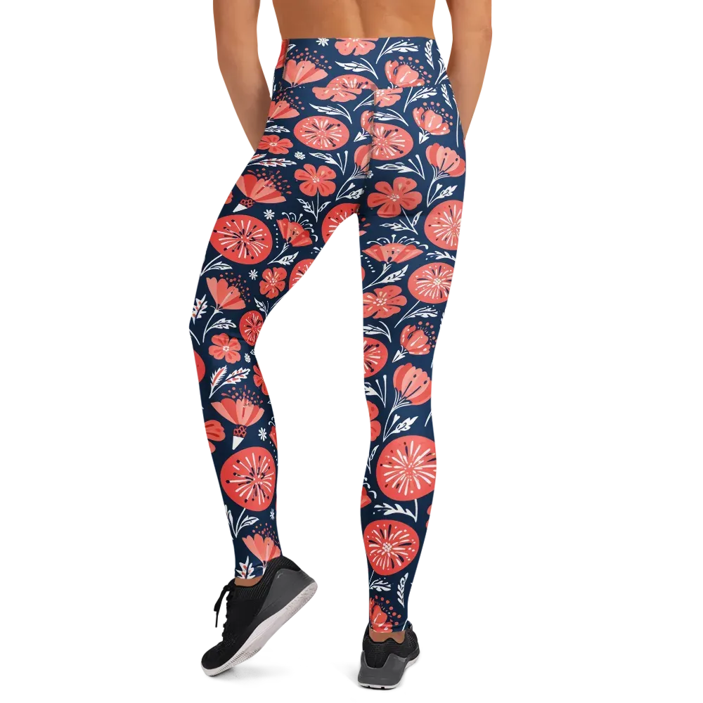 Midnight Bloom on Yoga Leggings — Back