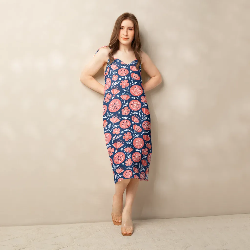 Midnight Bloom on Slip Dress — Back print