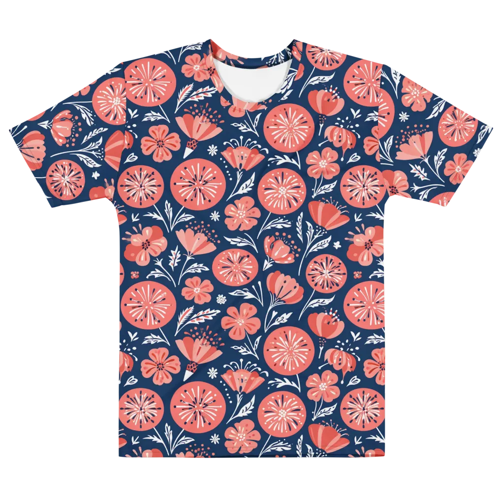 Midnight Bloom on Men's Cotton Crew Neck T-Shirt — Front print