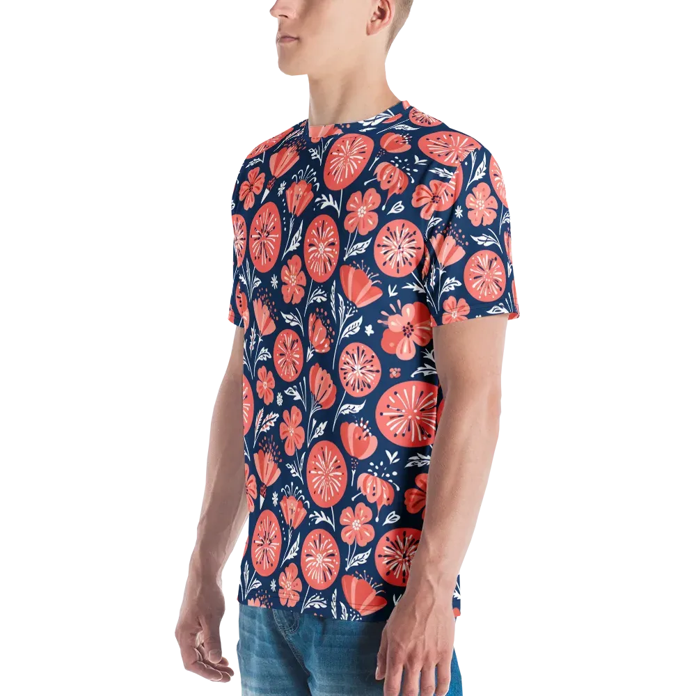 Midnight Bloom on Men's Crew Neck T-Shirt — Left