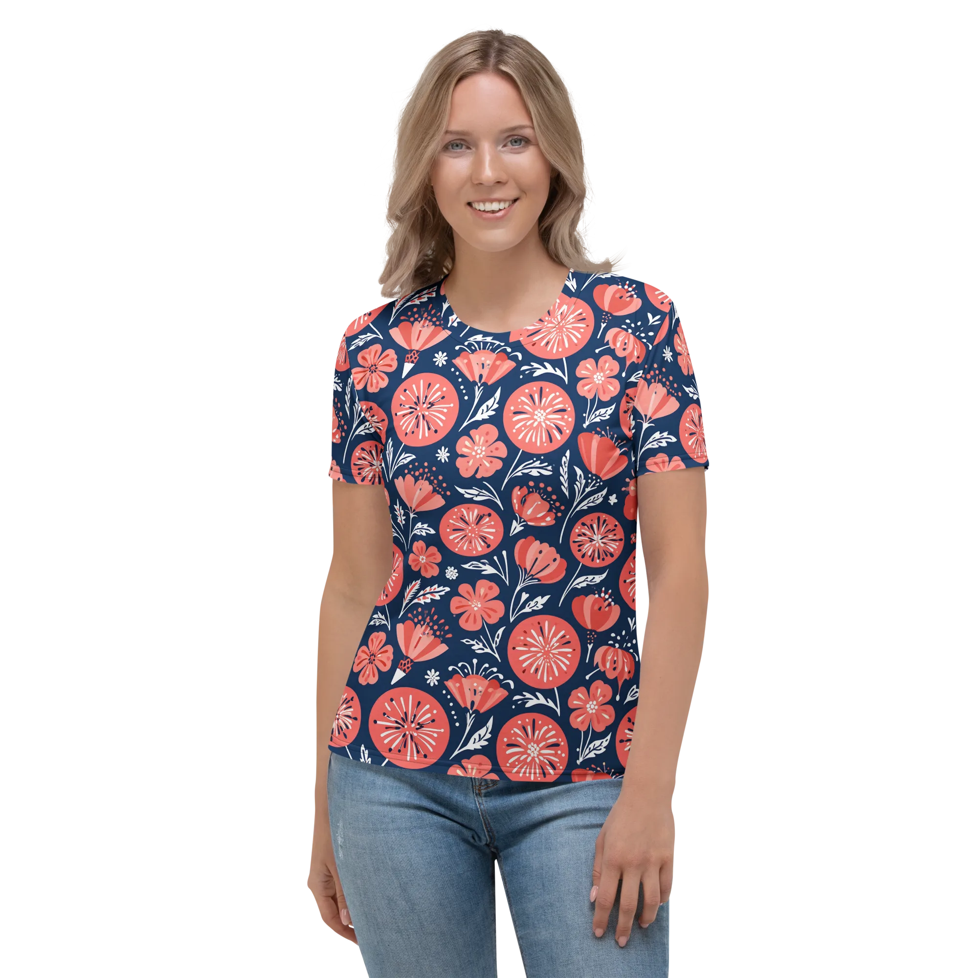 Midnight Bloom on Women's Crew Neck T-Shirt — Front