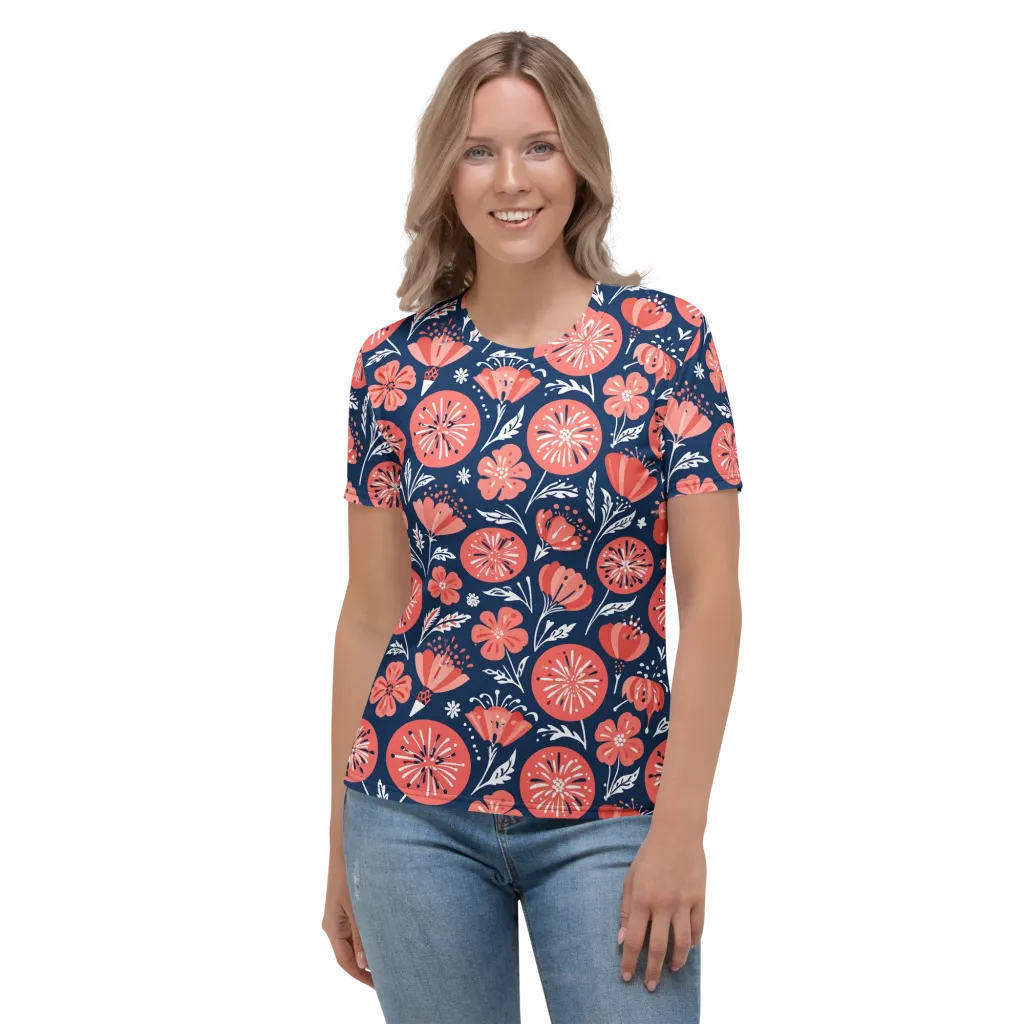 Midnight Bloom on Women's Crew Neck T-Shirt — Front