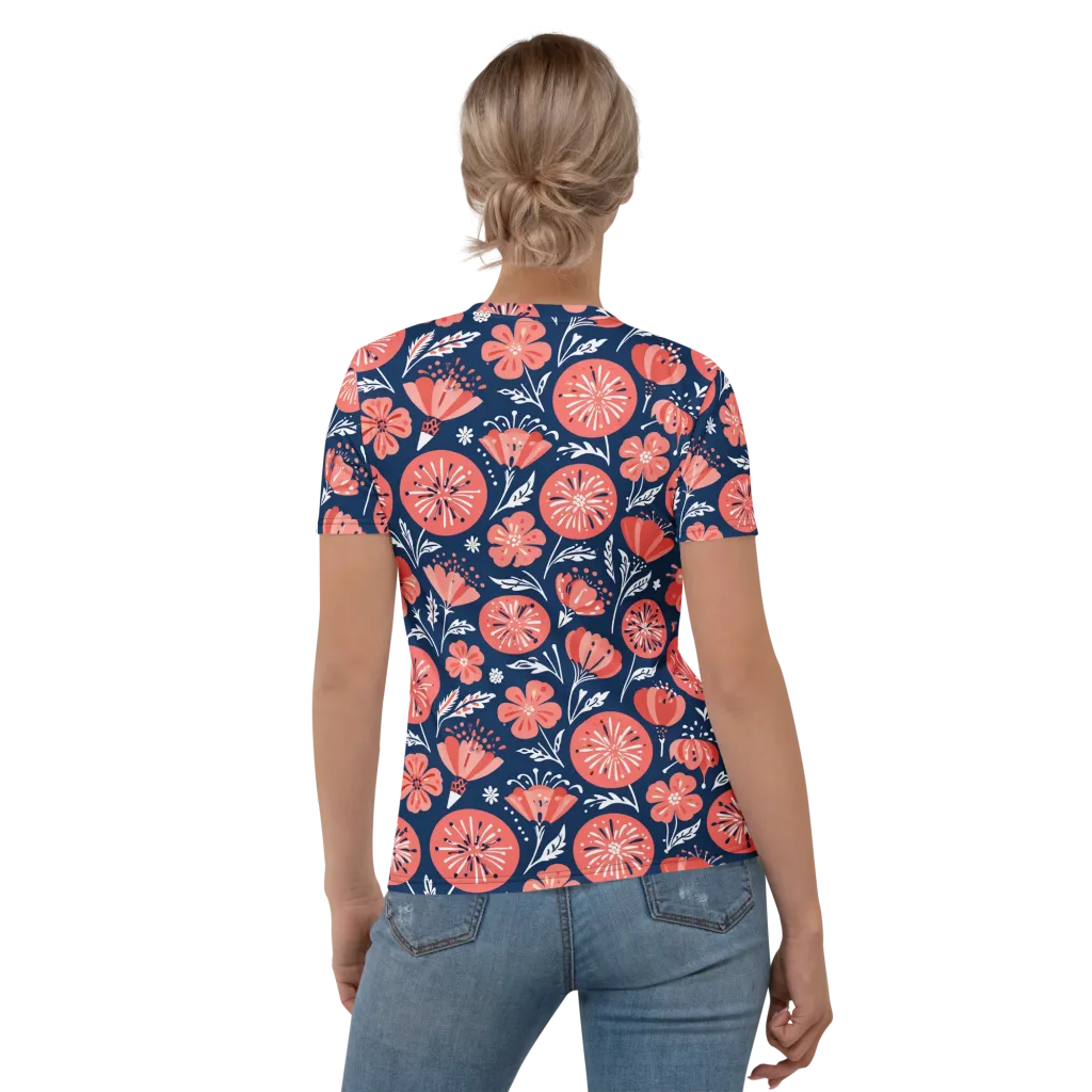 Midnight Bloom on Women's Crew Neck T-Shirt — Back