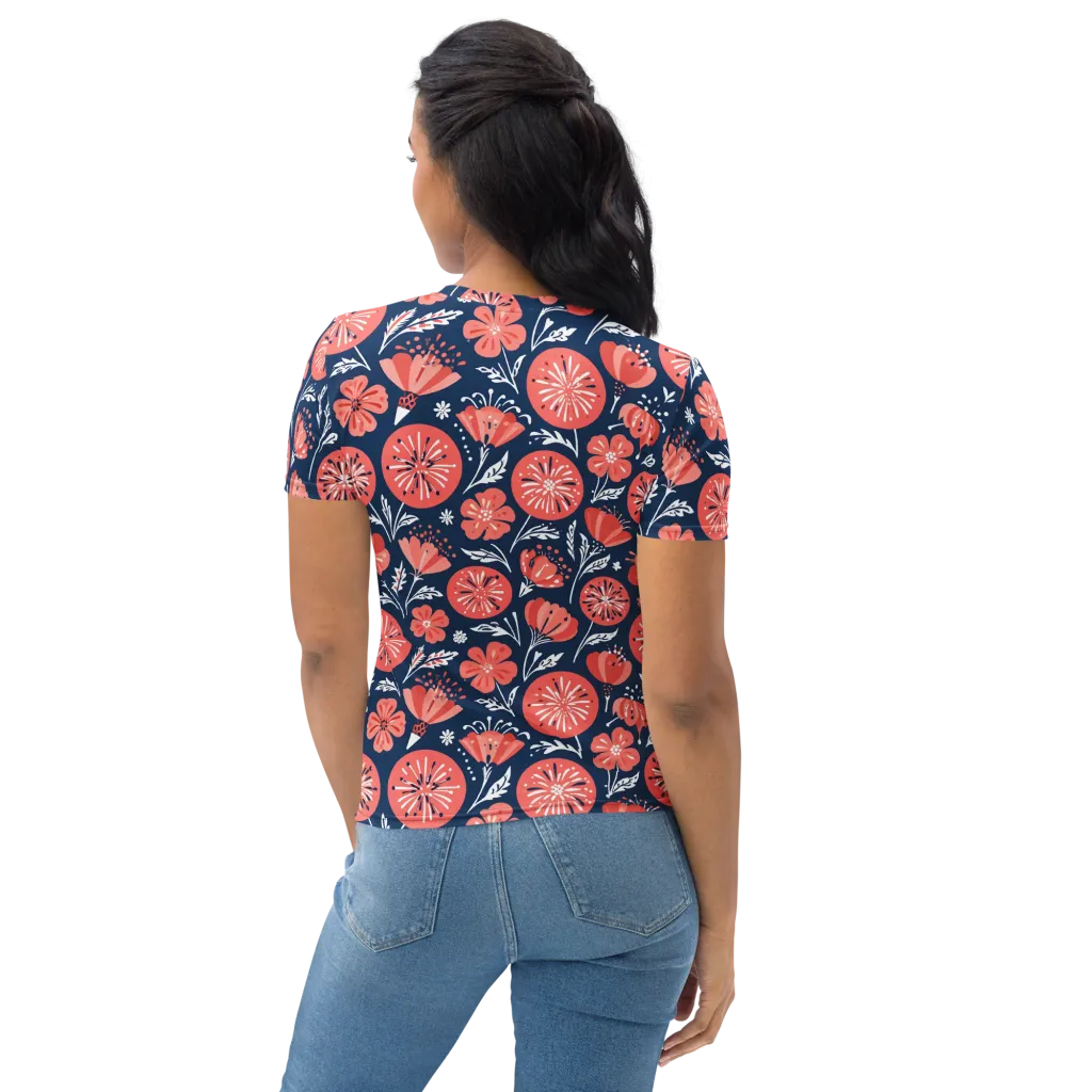 Midnight Bloom on Women's Crew Neck T-Shirt — Back print