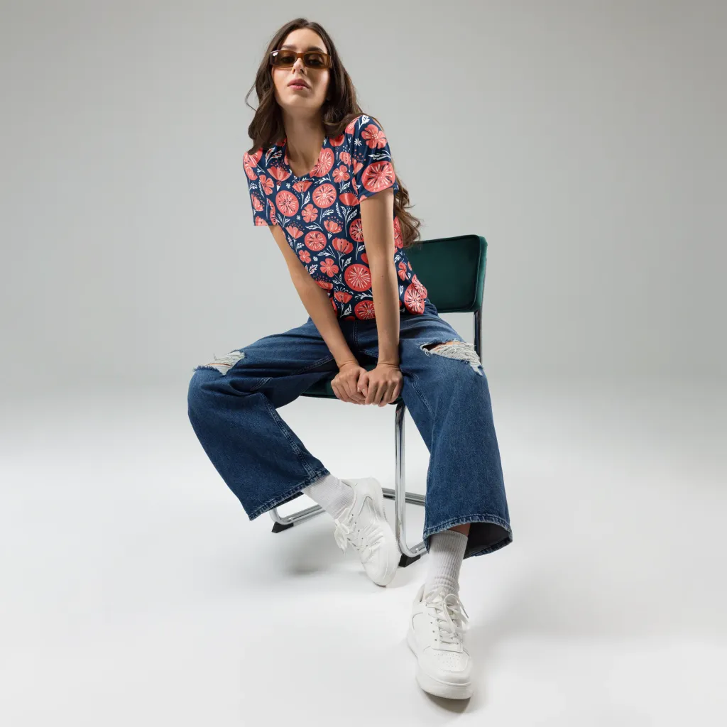 Midnight Bloom on Women's Crew Neck T-Shirt — Print file