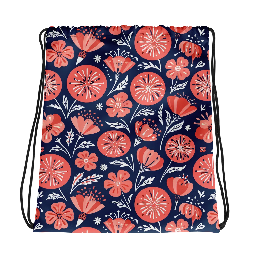 Midnight Bloom on Drawstring Bag — Mockup