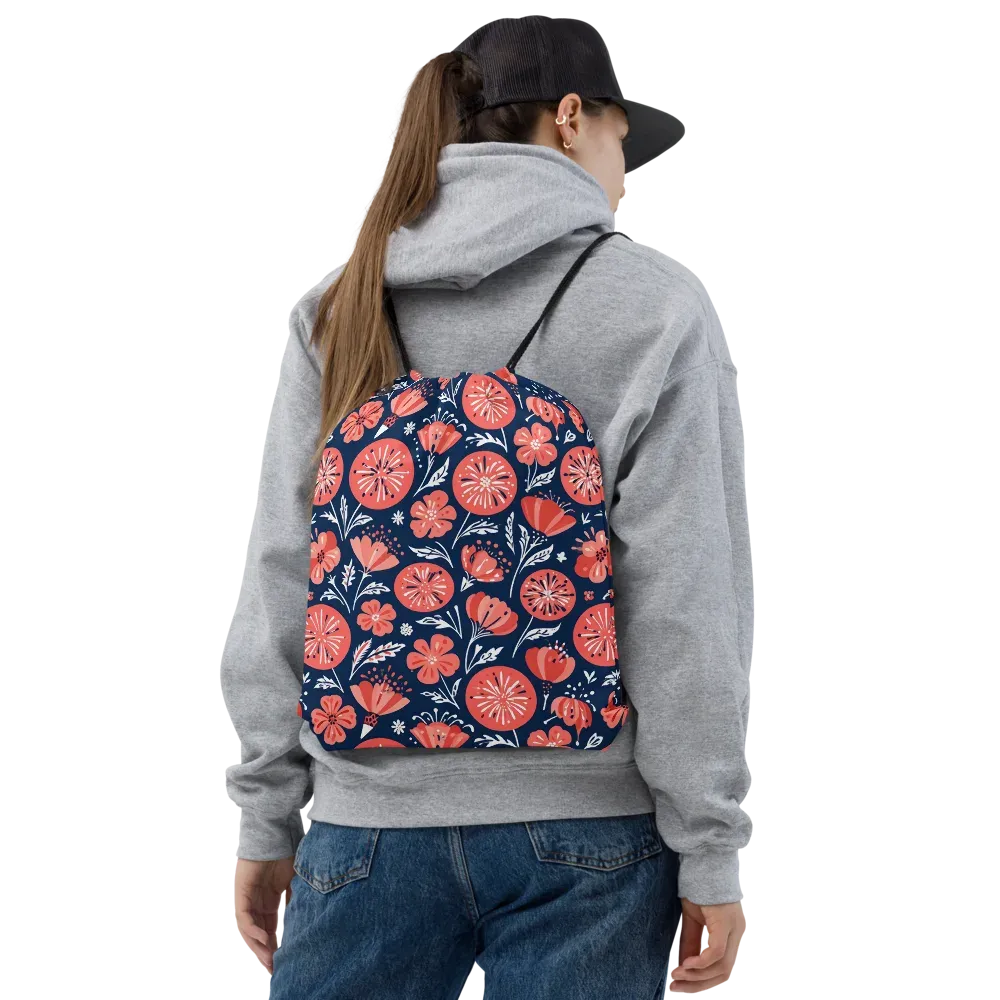 Midnight Bloom on Drawstring Bag — Front