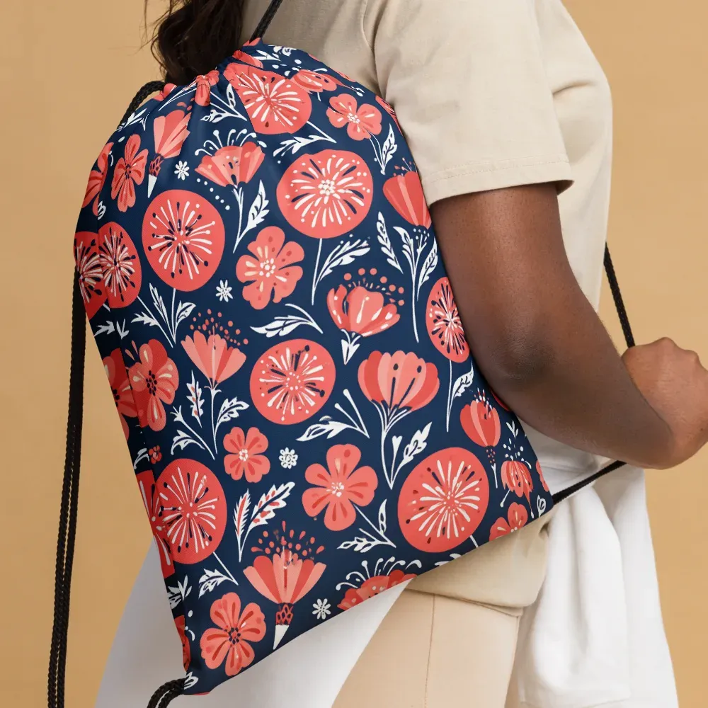 Midnight Bloom on Drawstring Bag — Front 2