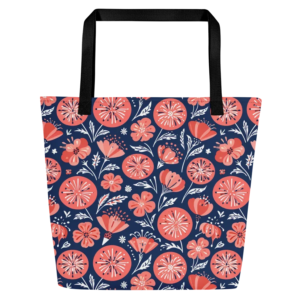 Midnight Bloom on Large Tote Bag W/ Pocket — Front