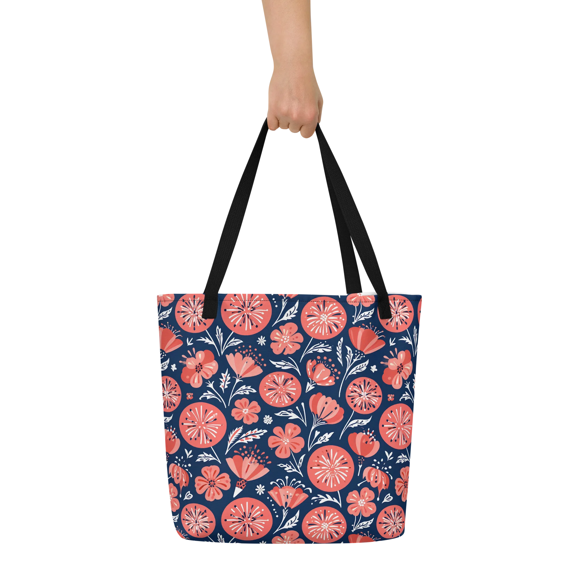 Midnight Bloom on Large Tote Bag W/ Pocket — Print file