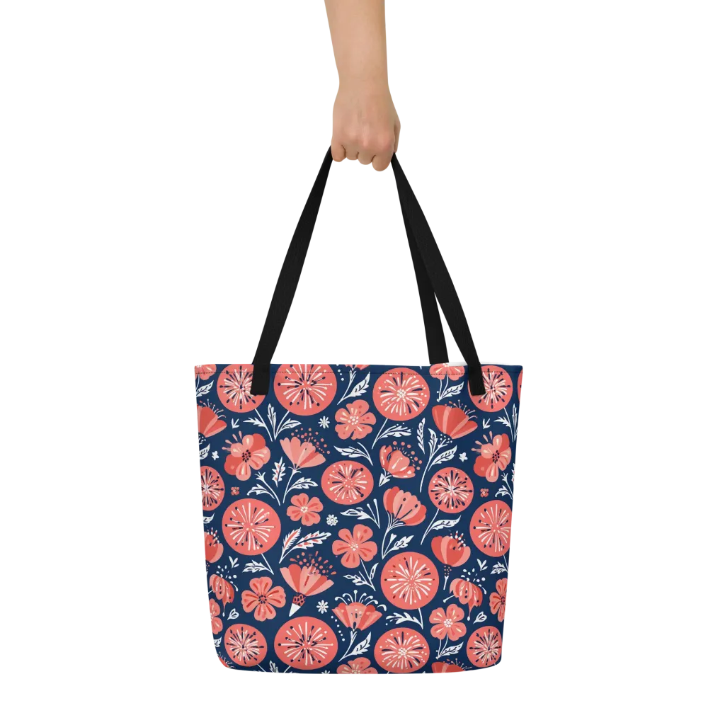 Midnight Bloom on Large Tote Bag W/ Pocket — Print file
