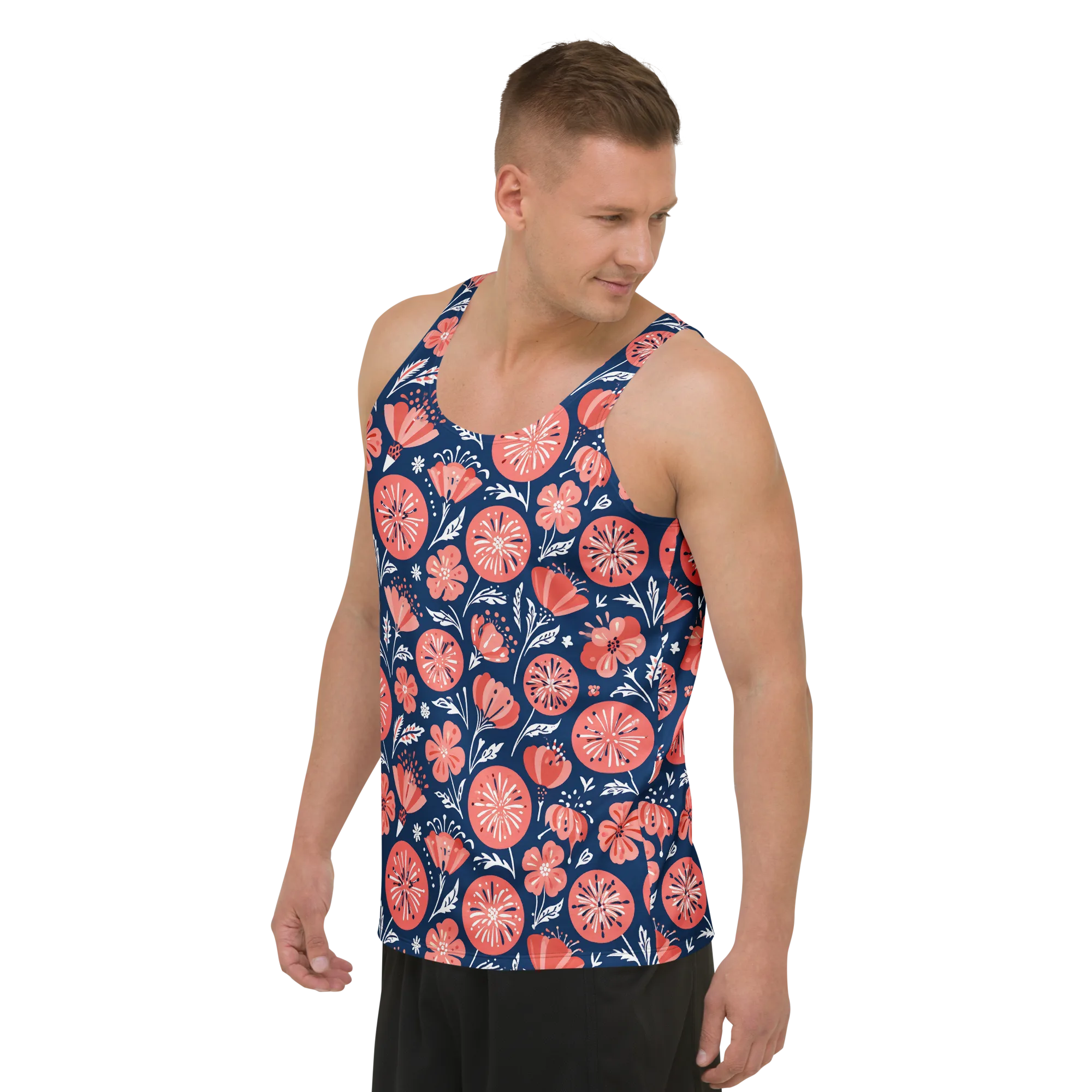 Midnight Bloom on Men's Tank Top — Front print