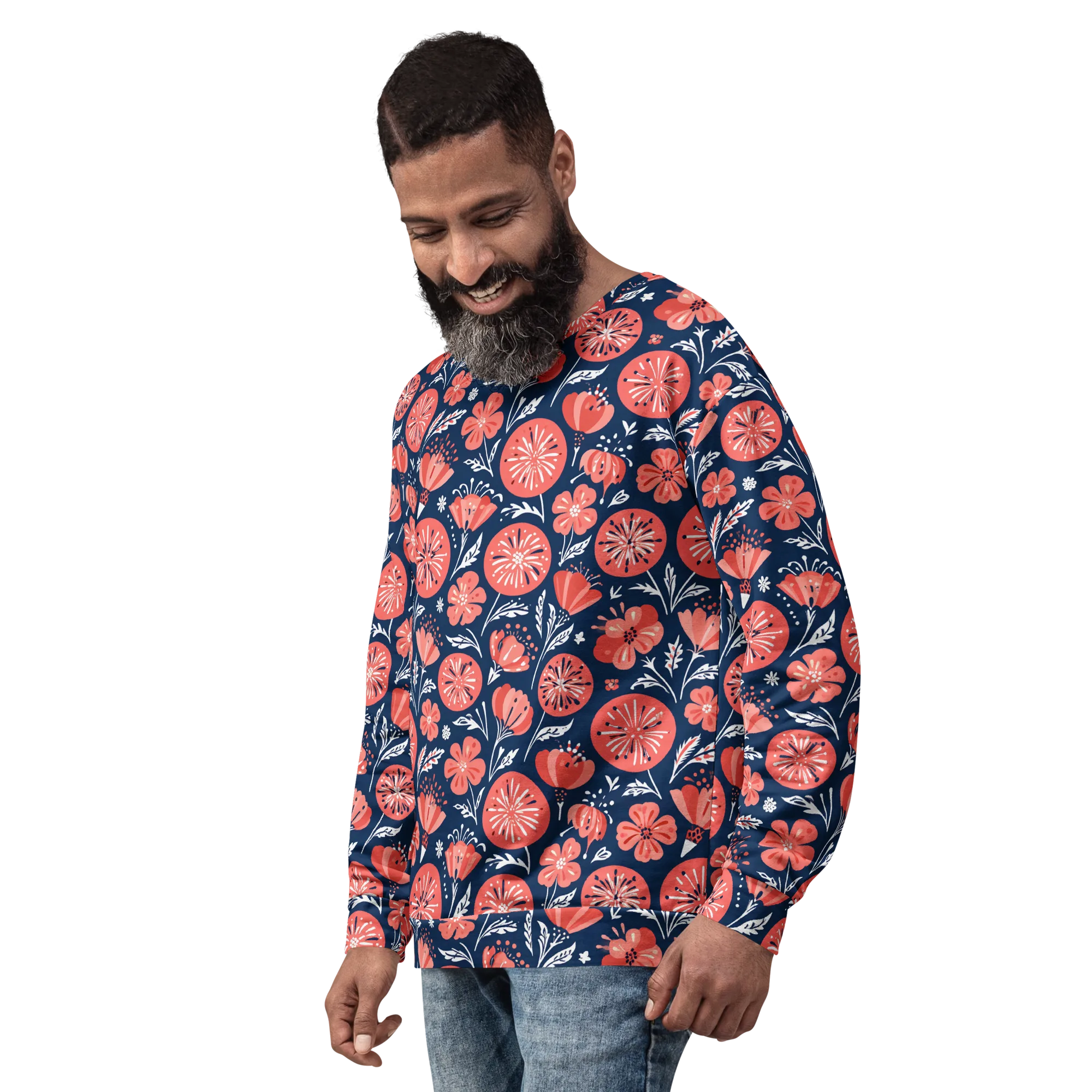 Midnight Bloom on Sweatshirt — Left sleeve