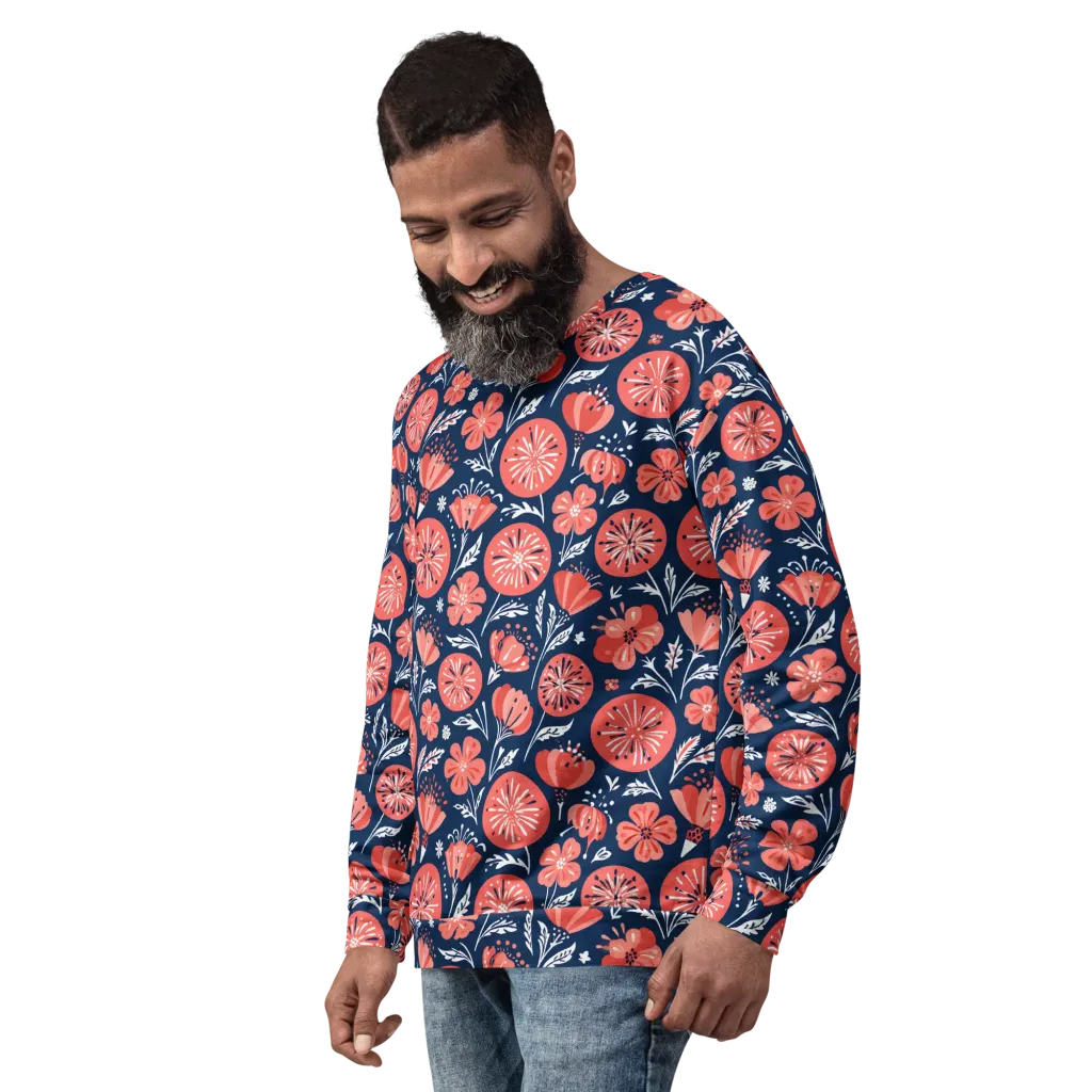 Midnight Bloom on Sweatshirt — Left sleeve