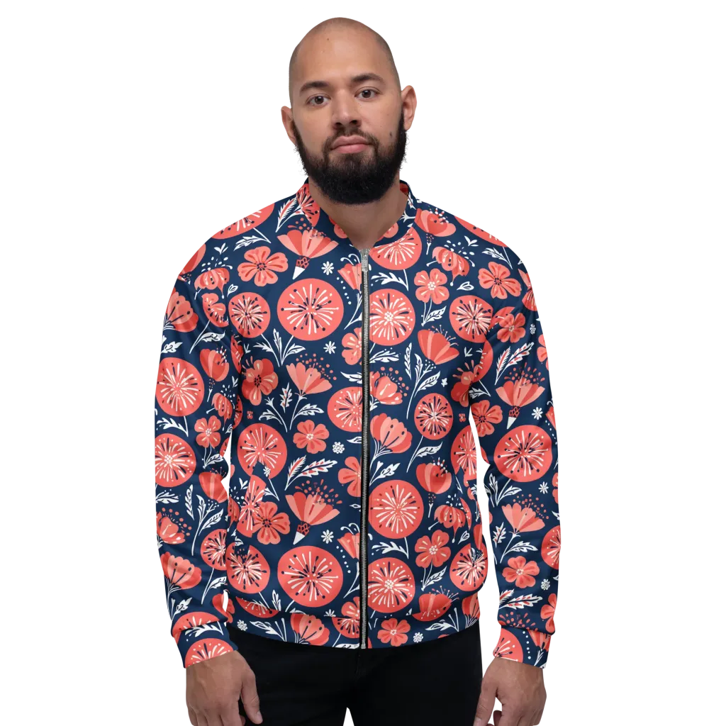 Midnight Bloom on Bomber Jacket — Front