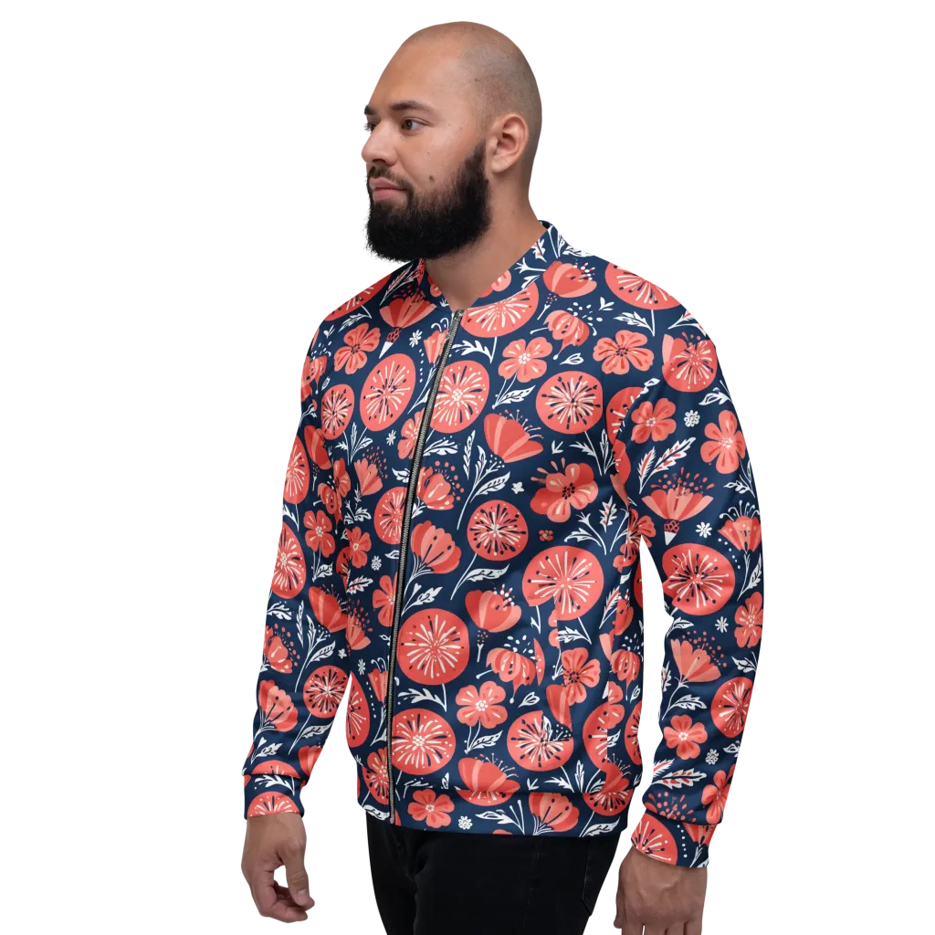 Midnight Bloom on Bomber Jacket — Left