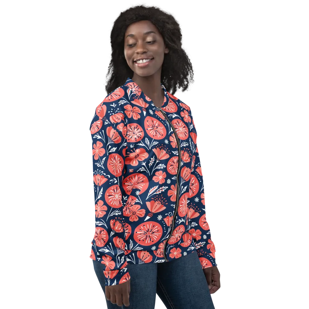 Midnight Bloom on Bomber Jacket — Right sleeve
