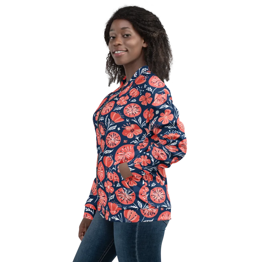 Midnight Bloom on Bomber Jacket — Left sleeve