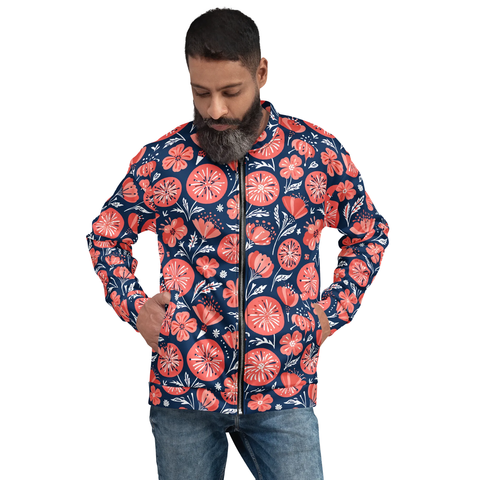Midnight Bloom on Bomber Jacket — Front print