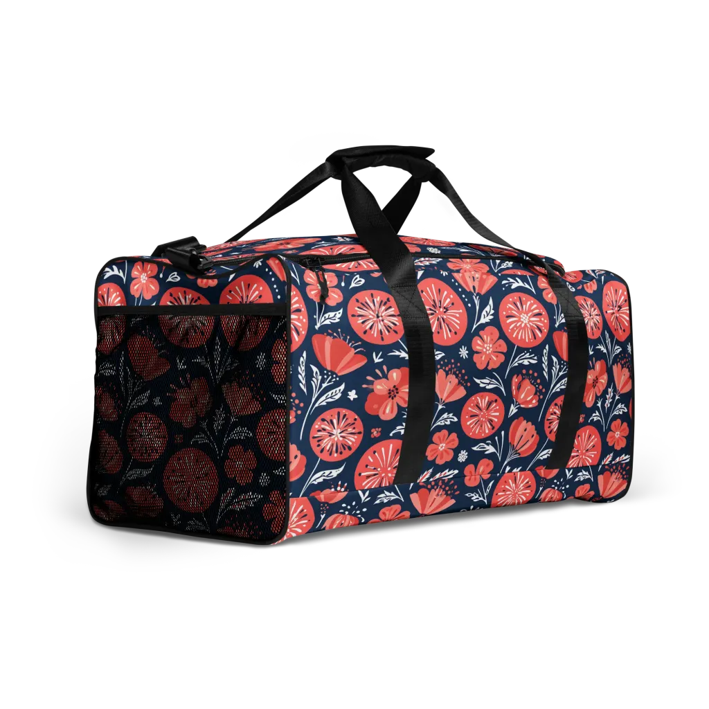 Midnight Bloom on Duffle Bag — Front print