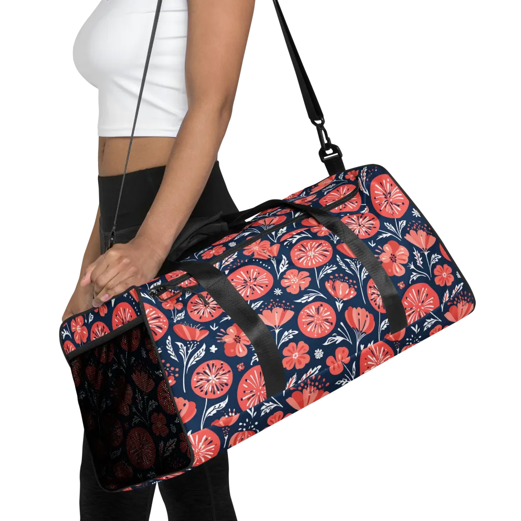 Midnight Bloom on Duffle Bag — Front