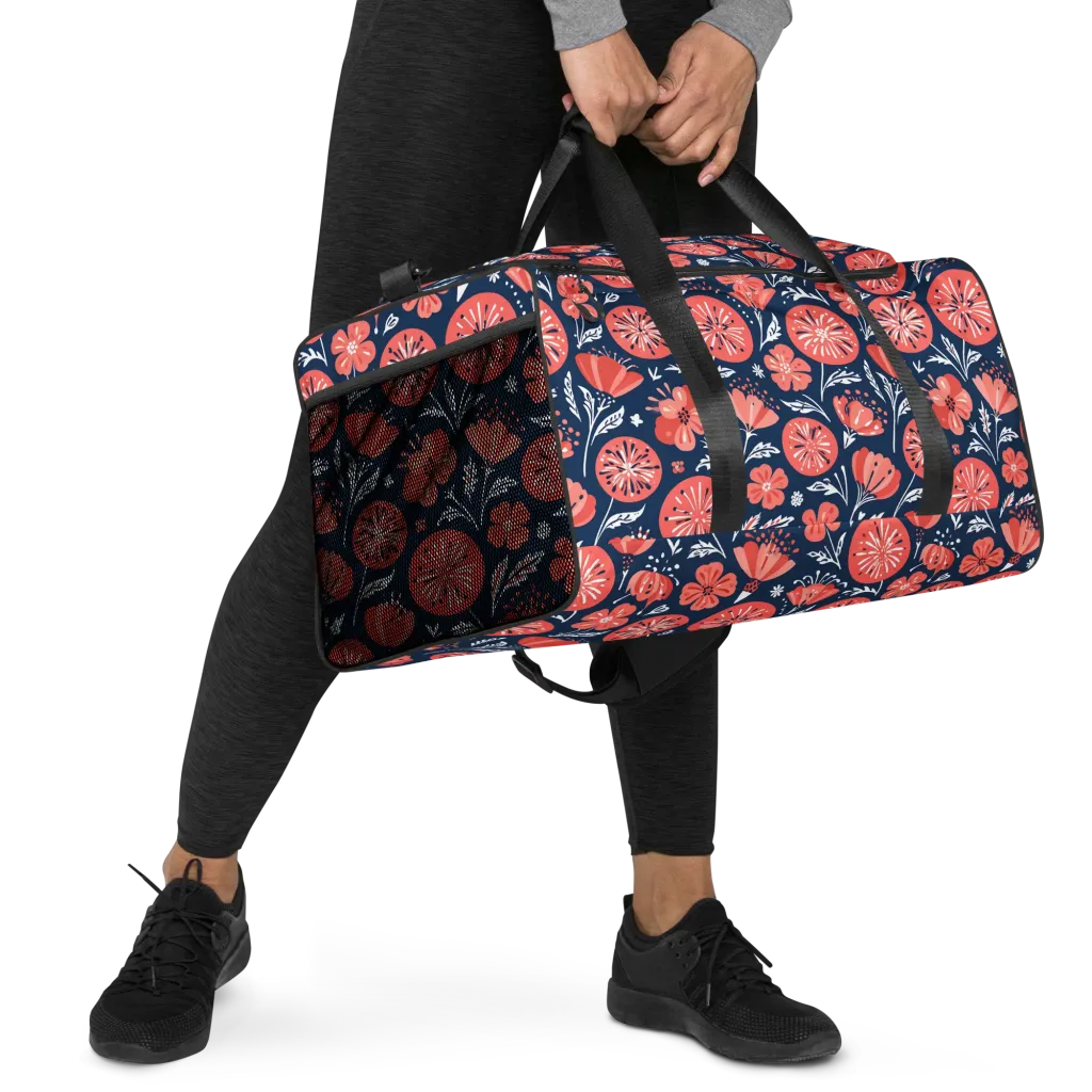 Midnight Bloom on Duffle Bag — Right Front