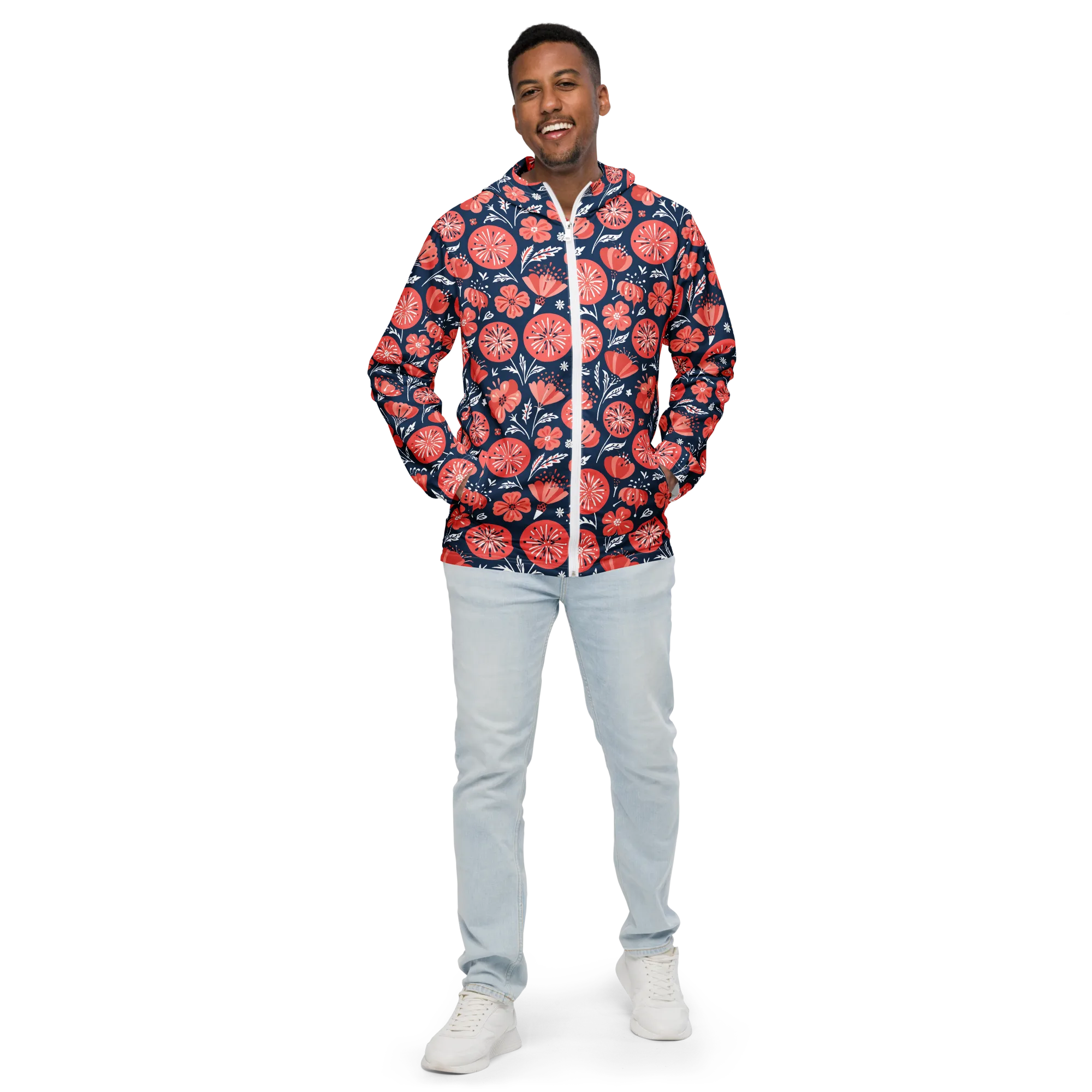 Midnight Bloom on Men's Windbreaker — Front