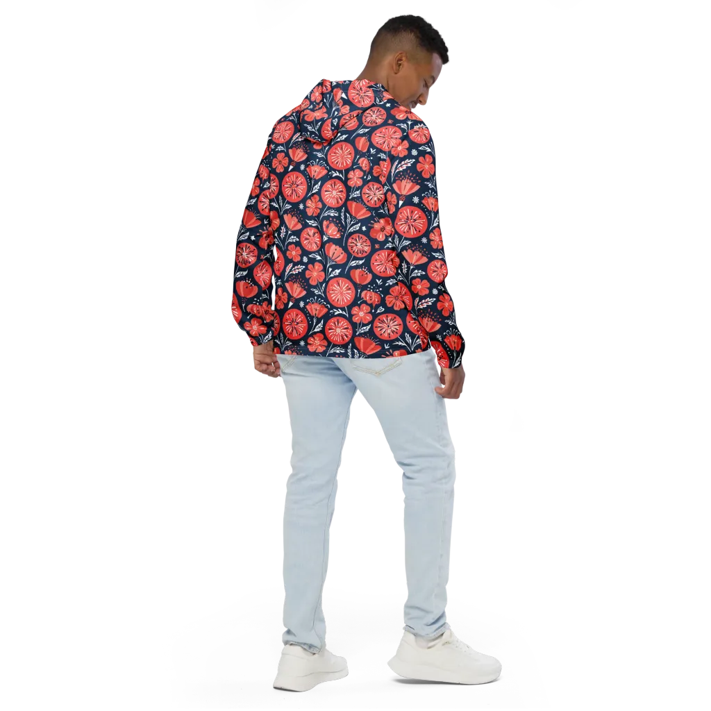 Midnight Bloom on Men's Windbreaker — Back