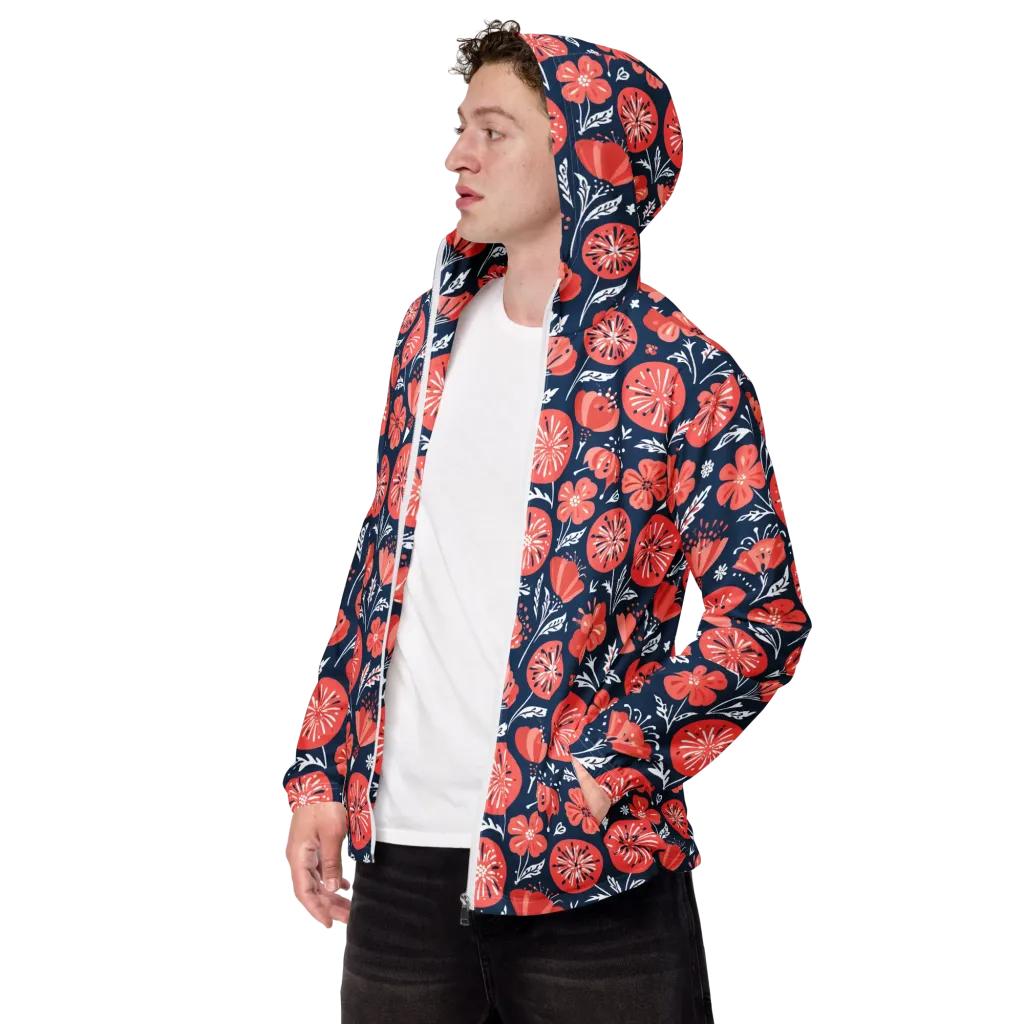 Midnight Bloom on Men's Windbreaker — Left Front