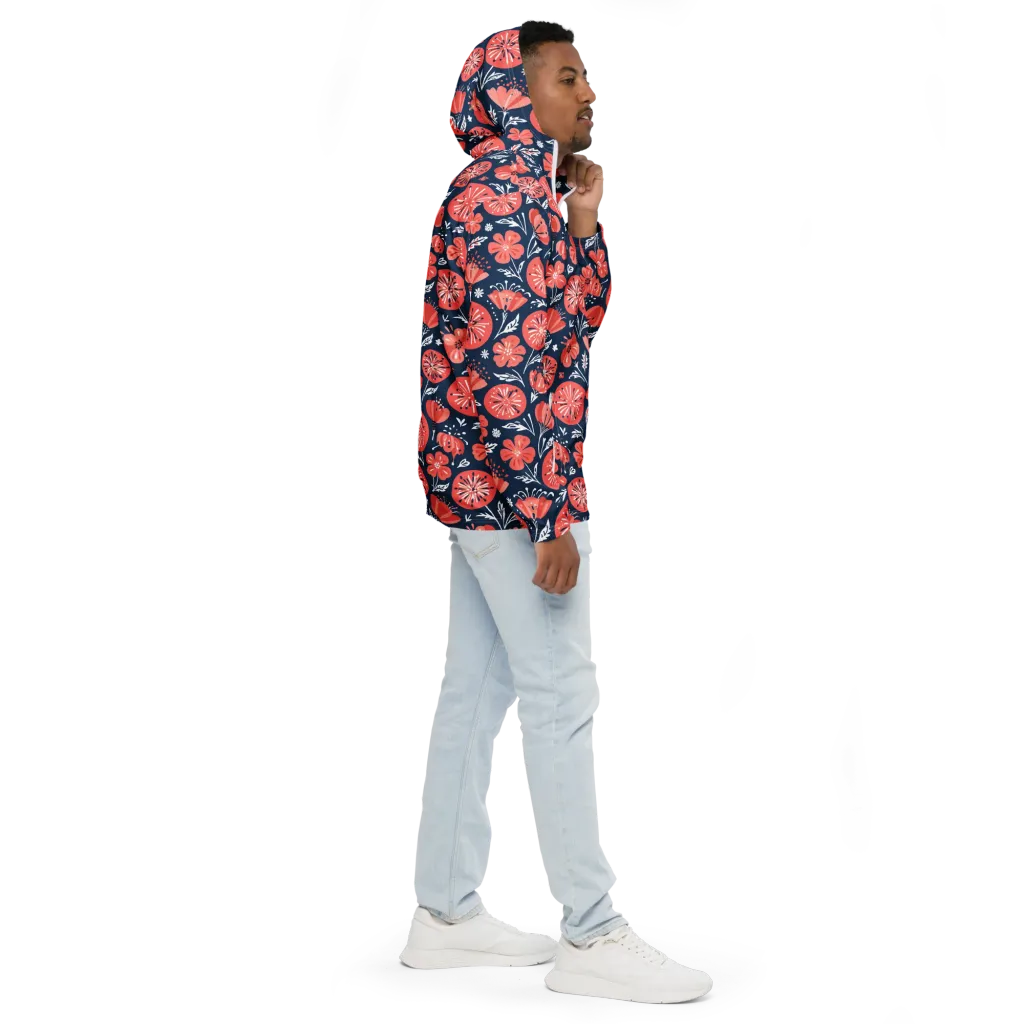 Midnight Bloom on Men's Windbreaker — Right